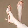 Fashion 2025 High Quality Classics Shoes for Women Fashion Women's Slippers Women Pointed Toe Thin Heels Concise Solid Open Toe Slippers