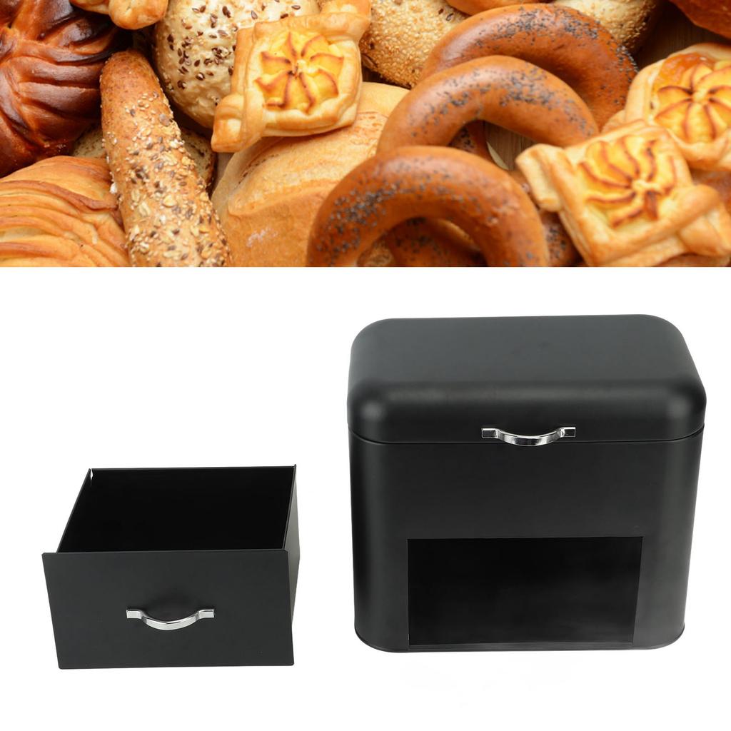 Iron Bread Box 2 Shelves Large Capacity Large Farmhouse Bread Container for Bread Bagels