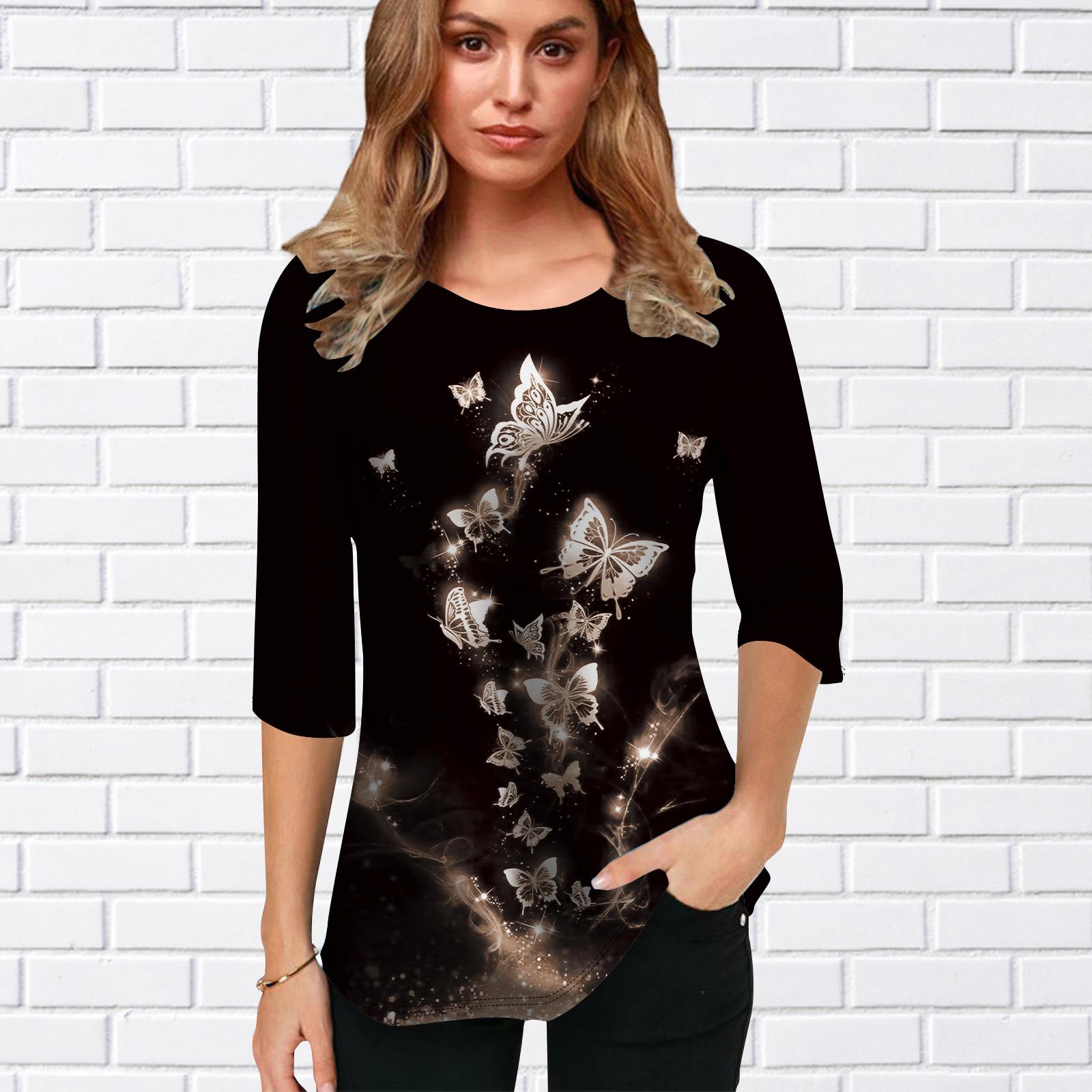 

Женская блузка с принтом 3D синей бабочки, цветочные топы с коротким рукавом, летние повседневные топы, футболка с круглым вырезом и коротким рукавом 8XL серый