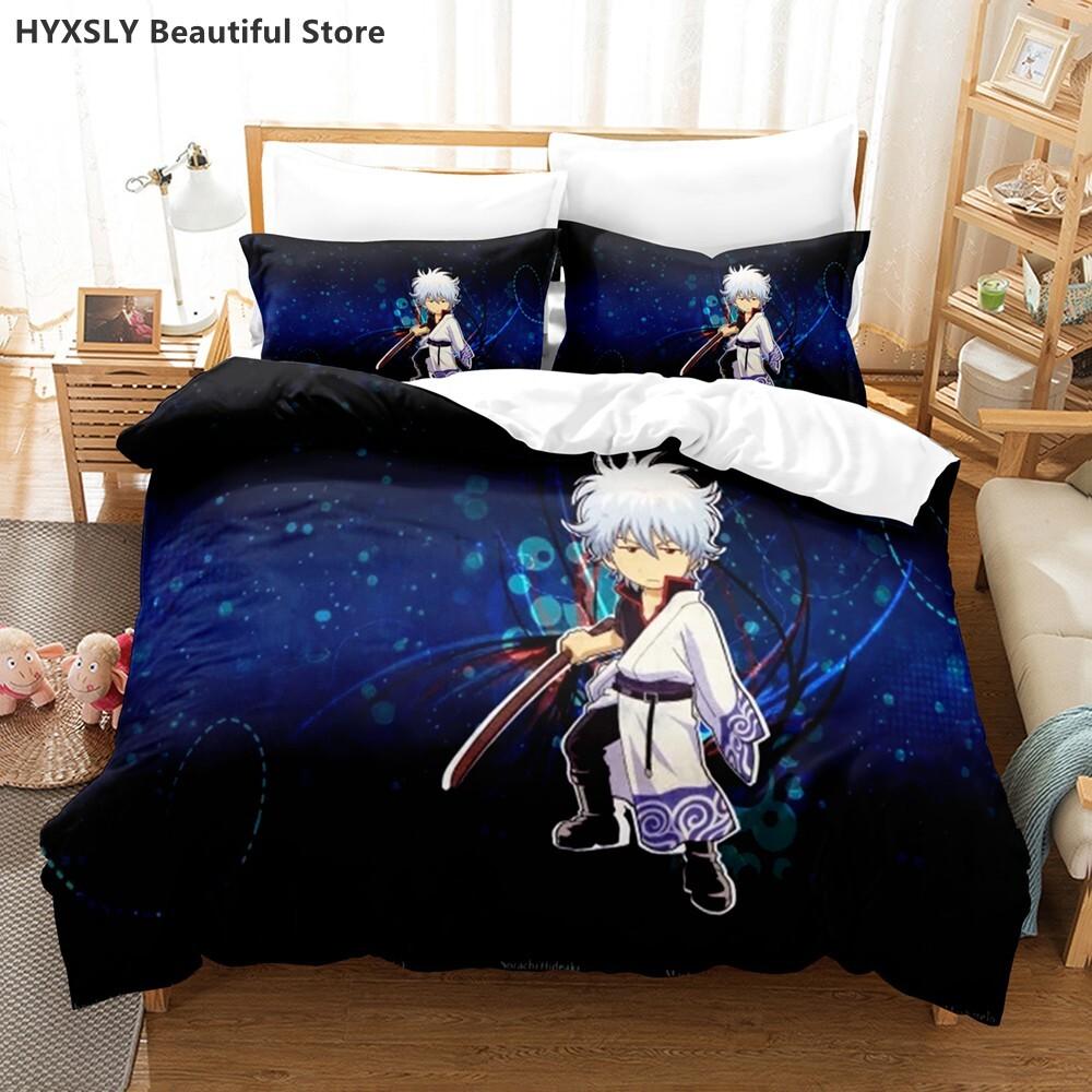 Gintama Bedding Set Duvet Cover Pillowcases For Adult Kids Single Double Full Queen King Kids Teens Sakata Gintoki Bed Linen