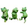 3Pcs Mini Frog Figurines Flower Pot Decor Green Resin Frog Garden Ornament Cartoon Frogs Statue Micro Landscape Decoration