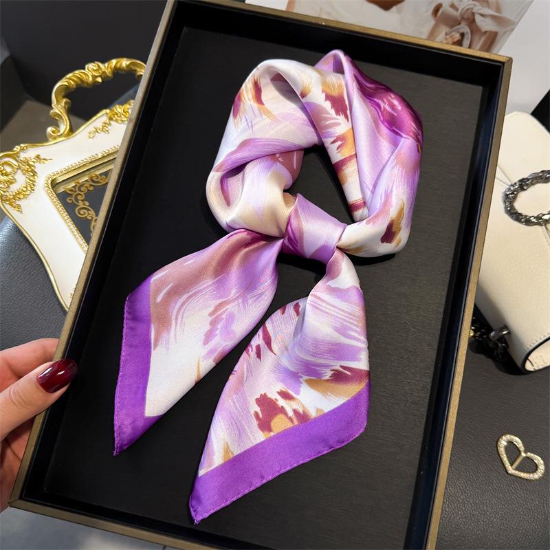 Luxury Silk Scarf 70*70Cm Square Print Women Shawl Headband Small Hair Scarves Female Neckerchief Hijab Wrap
