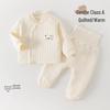 Newborn Quilted Three-Layer Pajama Set: High-Waist, Partial Opening Belly Protection Top & Pants for Autumn