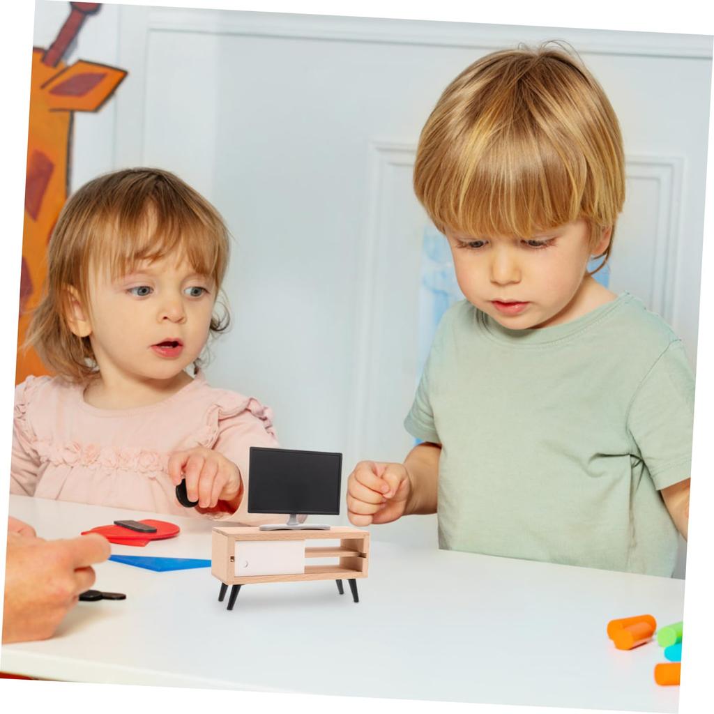 SAFIGLE Miniature TV Small Miniature Cabinet Mini TV Toy Dollhouse Furniture Living Room Decoration Pretend Play Girl Gift