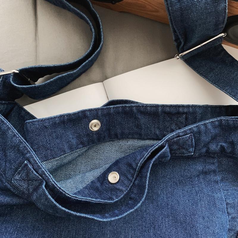 Large Capacity Denim Crossbody Bag Women's Letter Tote Bag Student Shoulder Bag