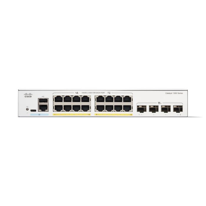 Switch - CISCO - Catalyst 1300 - 16 Ports GE PoE - 4x10G SFP+ - Sécurité Avancée