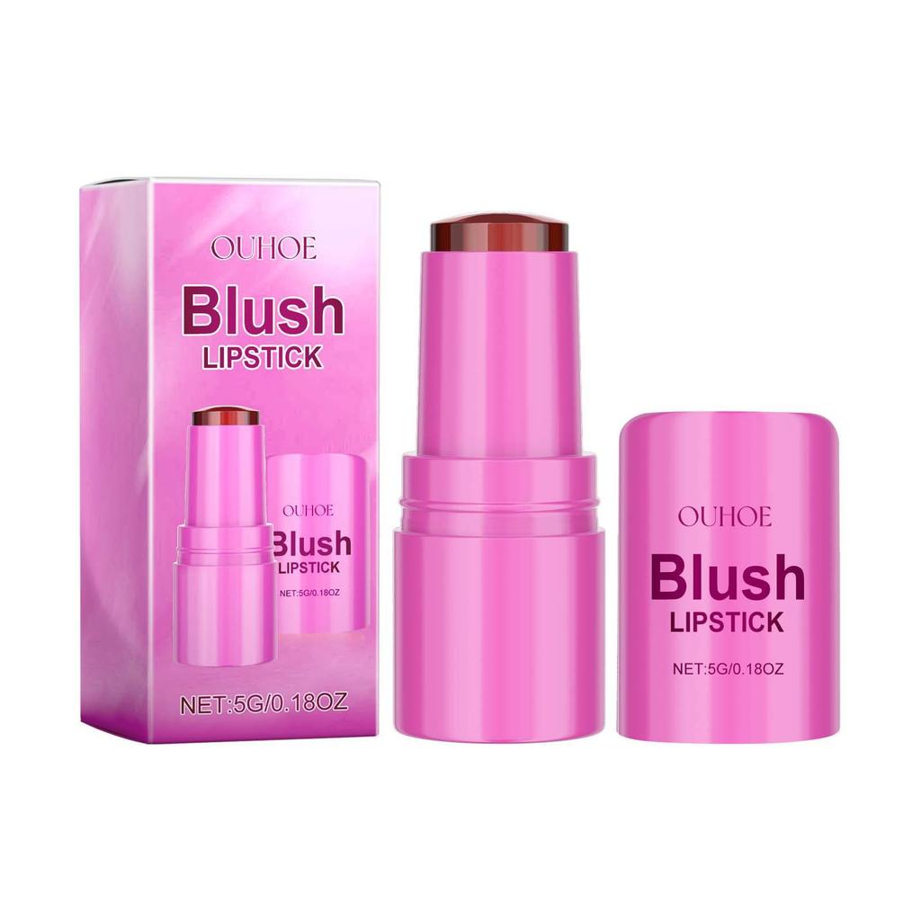 OUHOE Rose Pink Jelly Lip & Blush Stick - Refreshing, Long-Lasting Light Makeup.