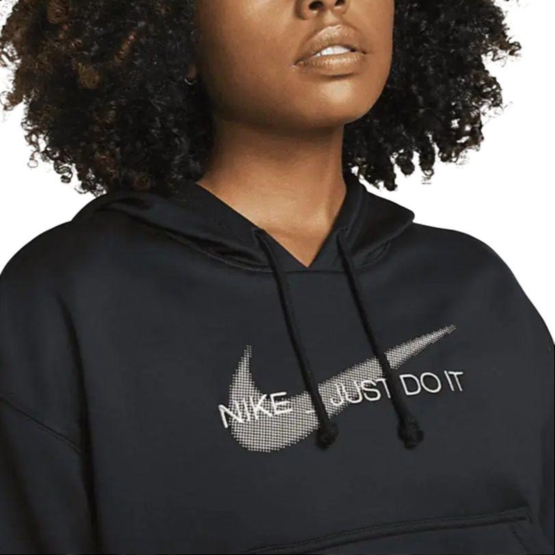 Nike Solid Color Logo Print Hoodie With Drawstring Women Tops Black DQ5510-010