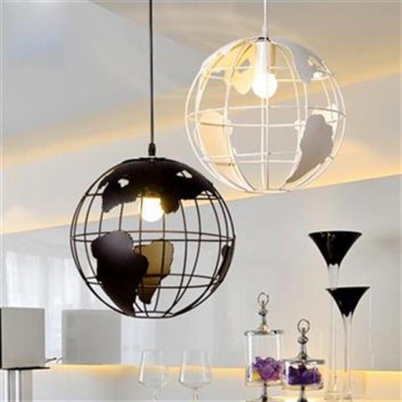 

Nordic Modern Minimalist Globe Pendant Light - Black & White for Coffee Shop, Restaurant, Bedroom, Living Room. White with 12W LED Bulb