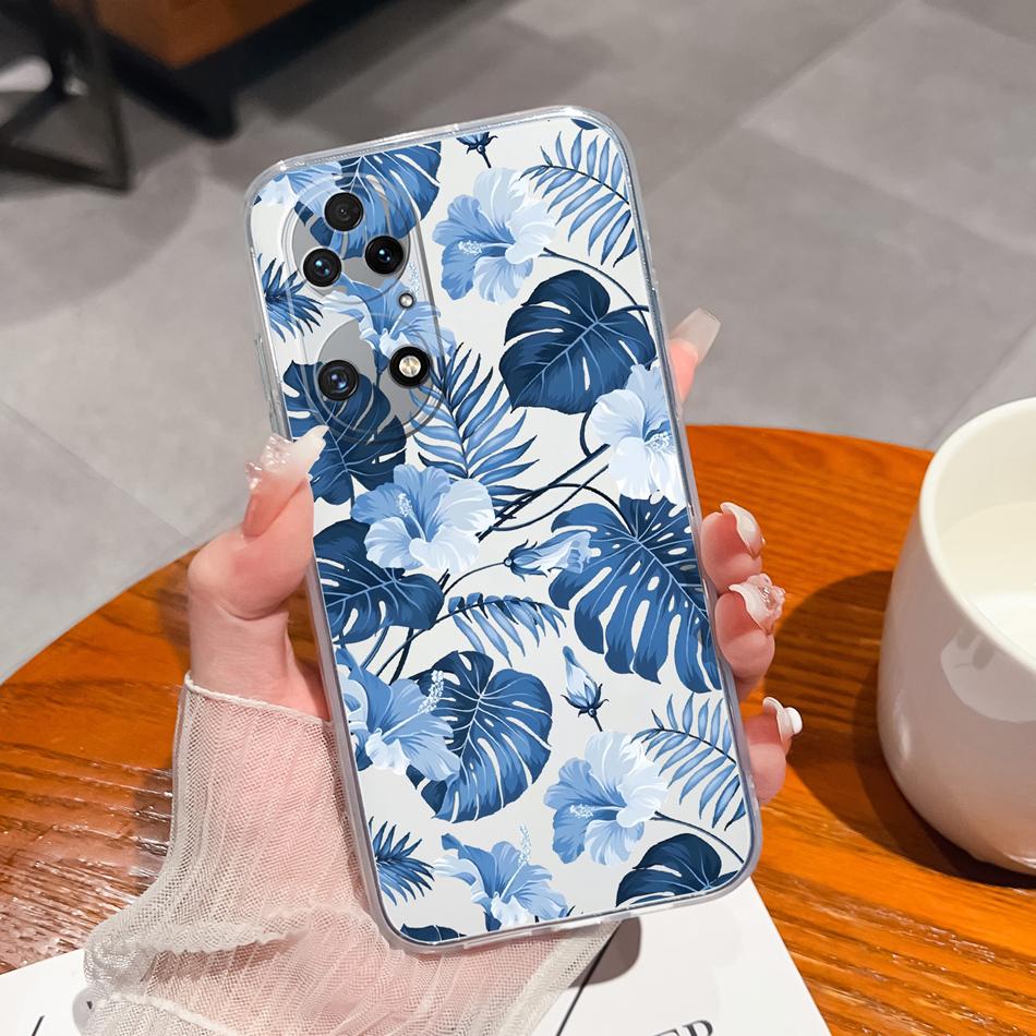 For Huawei P50 Pro P50E Phone Case Lucky Flowers Patterns Transparent Protective Funda For Huawei P 50 Soft TPU Silicone Bumper