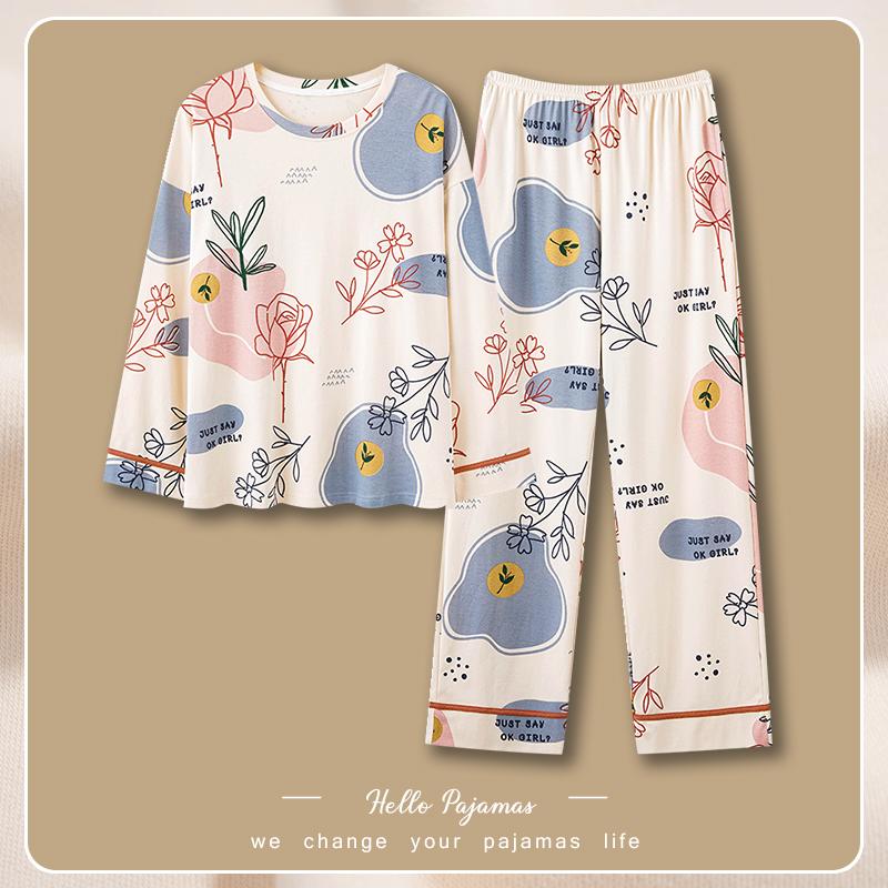 

Женский комплект домашней одежды из чистого хлопка с длинными рукавами, пижама