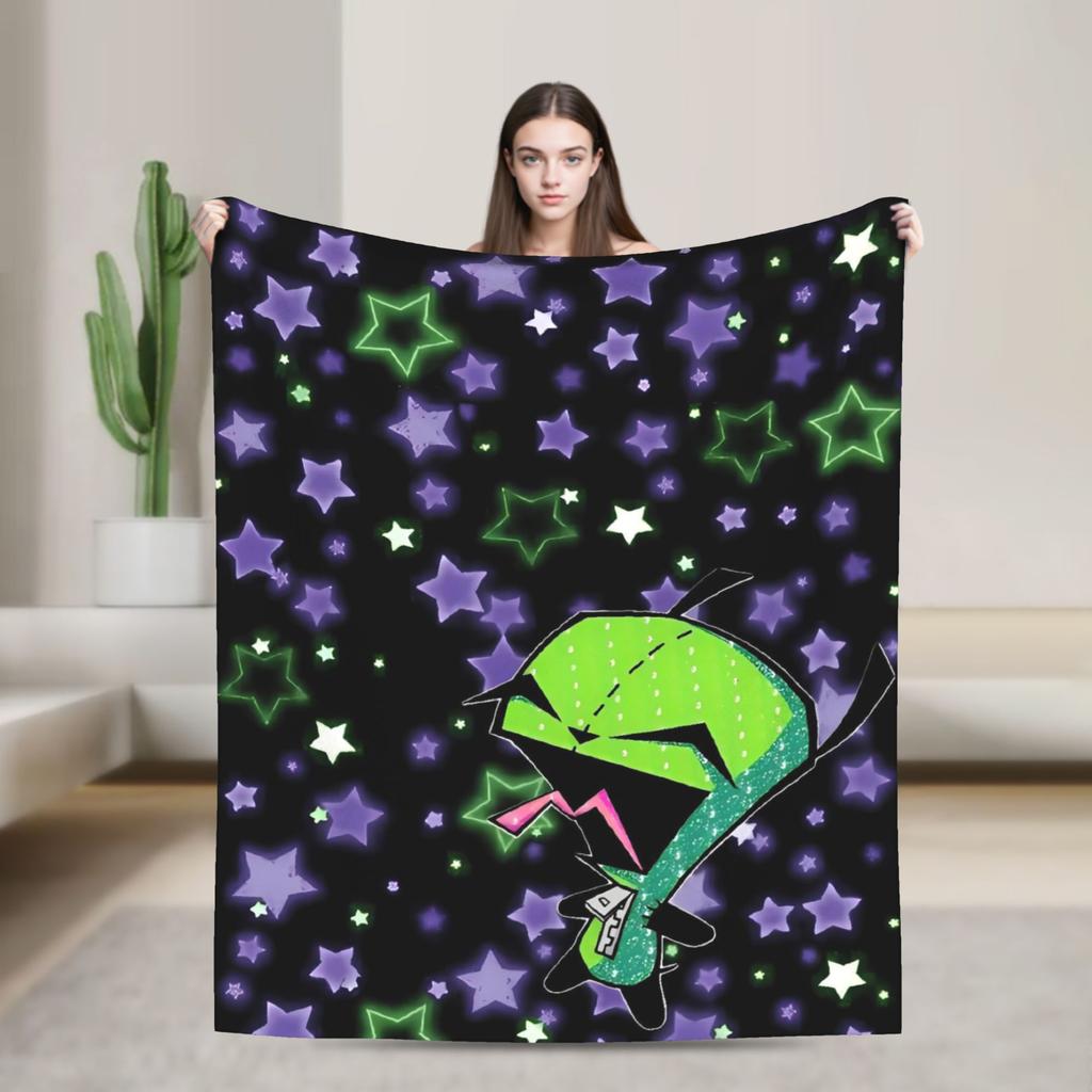Invaders Zims Alien Cartoon Blanket Quality Warm Soft Throw Blanket Winter Picnic Couch Bed Fluffy Bedspread