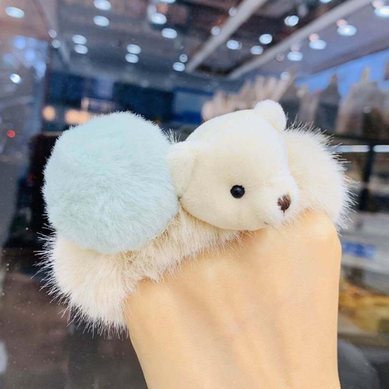 Plush Bear Hair Ropes Furry Ball Hair Scrunchies Cute Cartoon Hair Bands Durable Cute Lovely Elastic Hair Bands