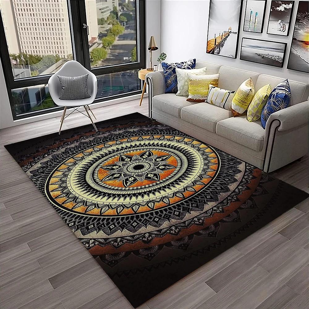 3D Mandala Bohemia Geometric Carpet Rug for Home Living Room Bedroom Sofa Kitchen Doormat Decor,Kid Area Rug Non-slip Floor Mat