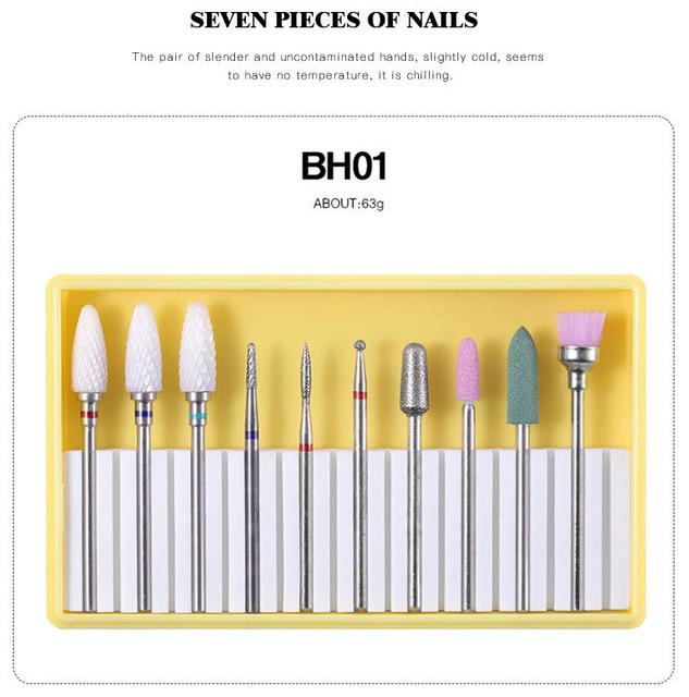 1 set New Grinder Burghie pentru unghii Din oțel din tungsten din aliaj Pile de unghii din ceramică Set capete de șlefuit Set de instrumente de lustruit pentru manichiură 8 culori
