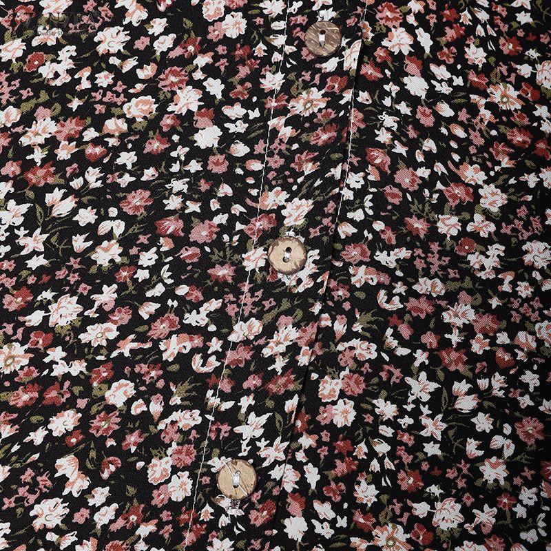 ZANZEA Herbst Frühling Damen Vintage Langarm Blumendruck Lässig A-Linie Dünn Maxikleid