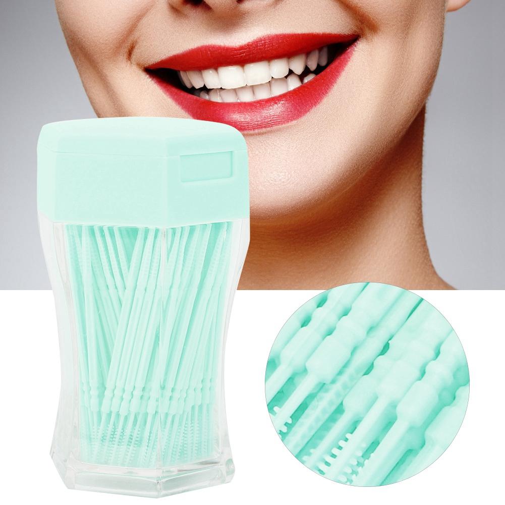 200 ks Oboustranné párátko Domácí čištění Odstranění zubního kamene Párátko (Zelená)