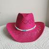 Summer Men's Women's Vintage Western Cowboy Hat Handmade Straw Weaving Beach Sun Hat Gentleman Lady Cowgirl Jazz Hat Bohemian