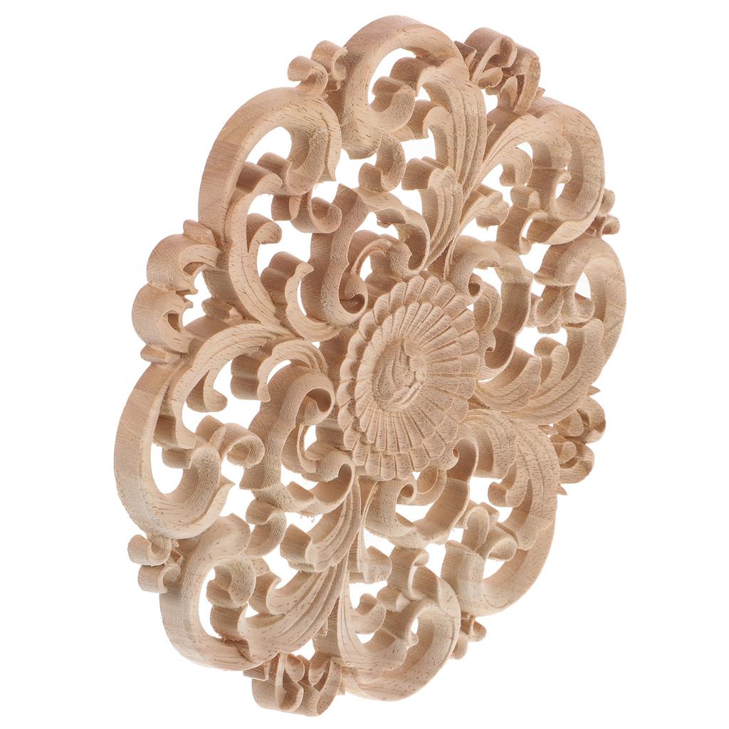 1Pcs Wood Carved Onlay Delicate Natural Solid Wood Corner Decorative Applique for Wall Door Furniture Cabinet Cupboard Window