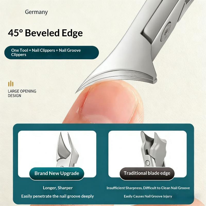 Durable Stainless Steel Cuticle Nipper Anti-Corrosion Trimmer for Ingrown Thick Toenails Fingernails Pedicure Use