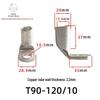 T90 Copper Tube Terminal, 90-Degree Right-Angle Bend Crimp Lug, T90-6/5 To T90-240/16 Copper Wire Lug