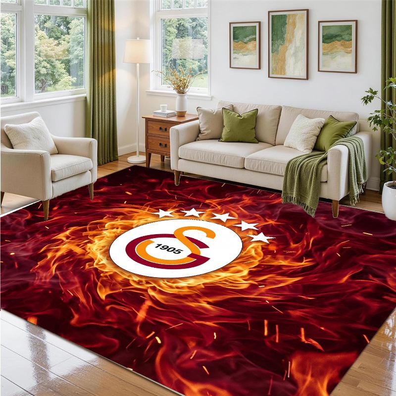 Galatasaray FC Design Crystal Velvet Rug Soft Decorative Mat for Bedroom Entrance