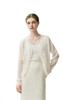 Elegant Women's French Lace Trimmed Cashmere Cardigan with Tassels – Age-Reducing Patchwork Design