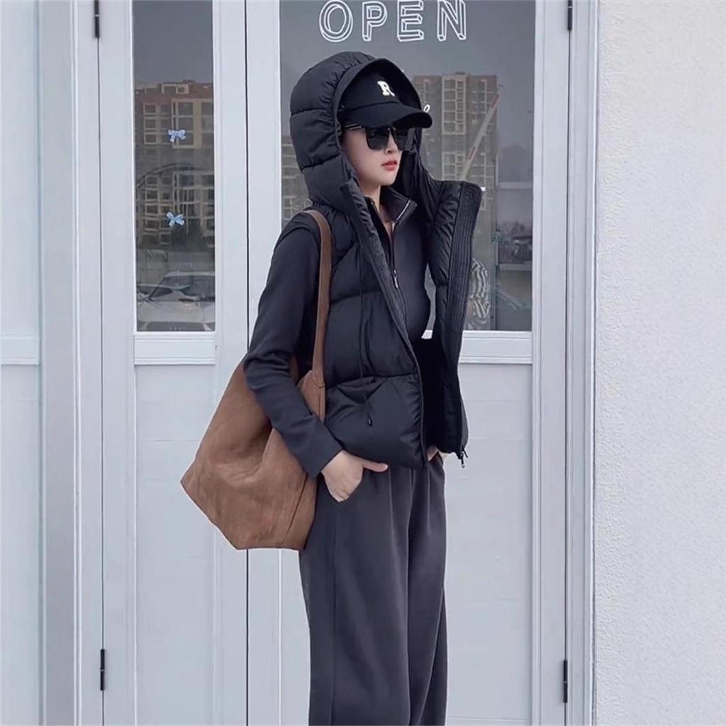 Women's 2024 Winter Short Hooded Slimming Down Puffer Vest
