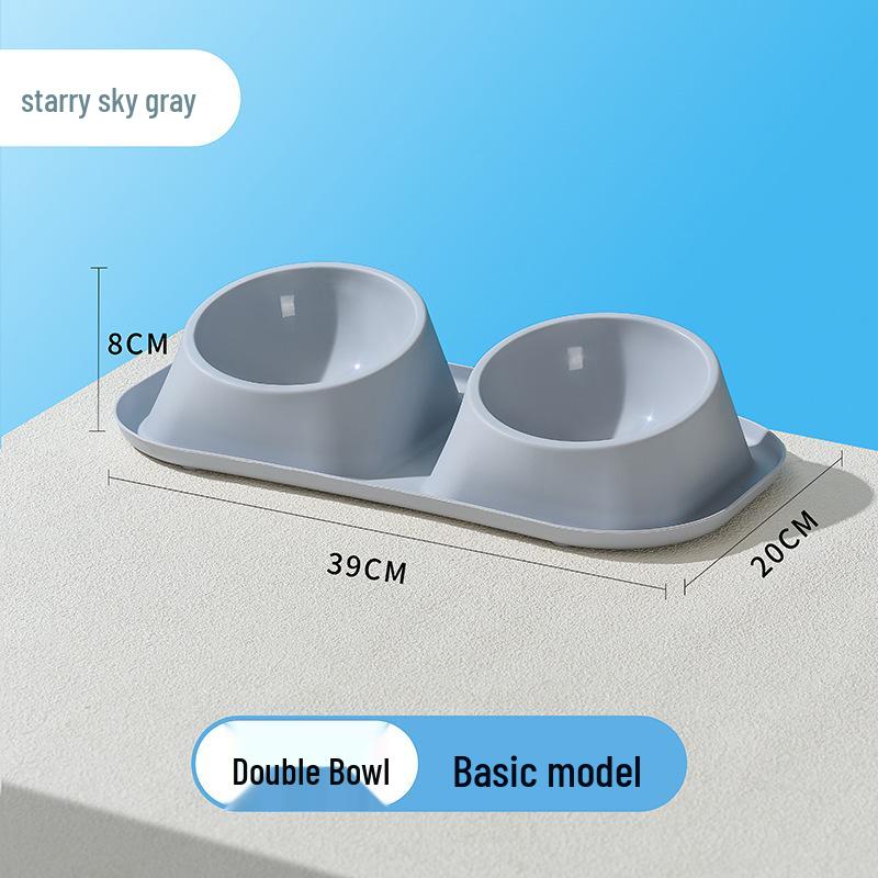 Stainless Steel Anti-Tip Cat & Dog Bowl Set - Large Capacity, Leak-Proof, Double Bowl Design