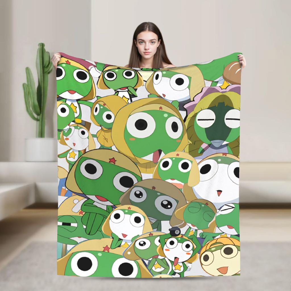 Classic Comedy Anime Keroros Frog Blanket  Travel Flannel Throw Blanket For Couch Chair Super Soft Design Quality Bedspread Gift