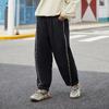 Li Ning Sports Basketball Series Runway Style Loose Wash Denim Pants Women bottoms Black AJQR004-2