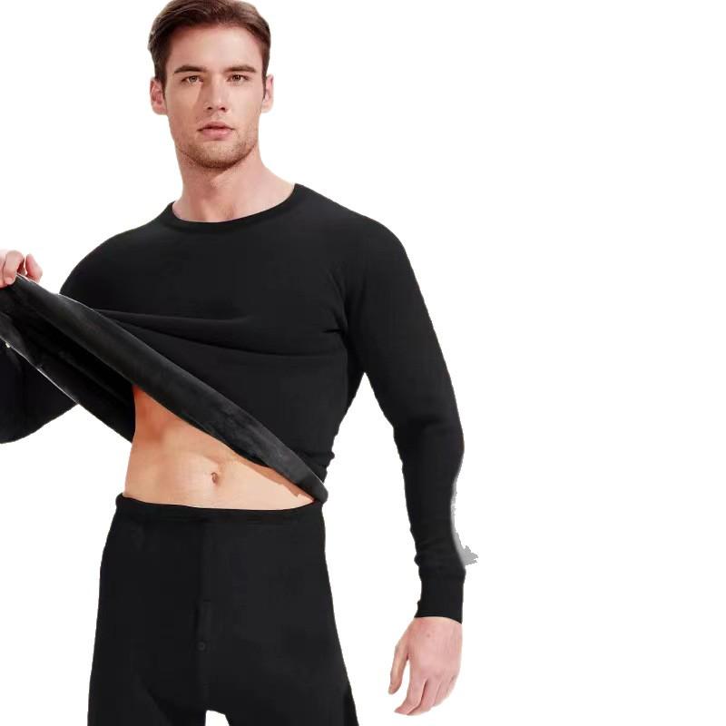 Set di Biancheria Intima Termica Invernale con Fodera in Pile da Uomo: Pantaloni e Top Caldi Autunnali per il Freddo.