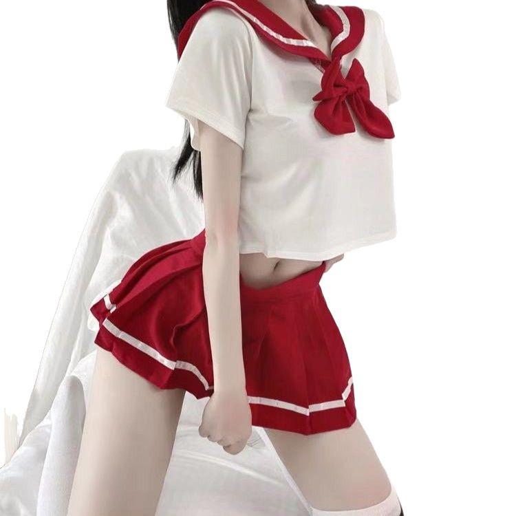 Japanese Schoolgirl Role Play Pleated Mini Skirt Lingerie Set