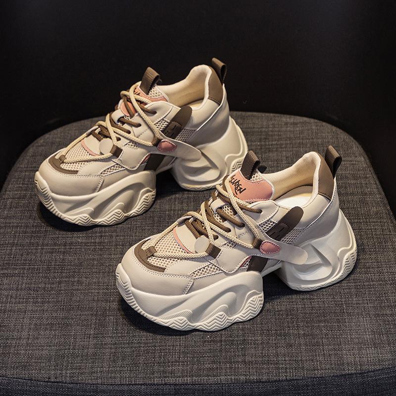 Daddy shoes 2025 spring new platform sole with an inner height of 8cn star same casual and versatile fashion style lace-up women