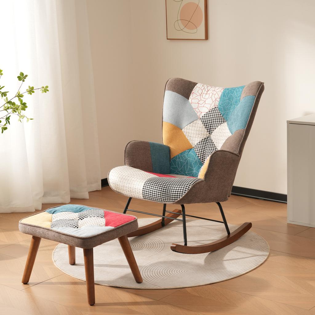 Rocking Chairs, Leisure Chairs, Rocking Chairs Front and Back with Splicing, Living Room Chairs, Leisure Chairs with Footrest