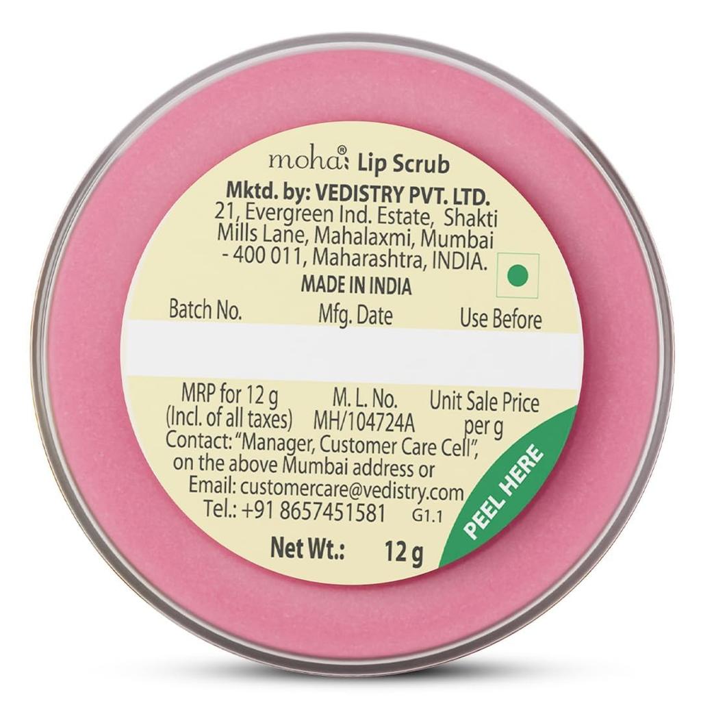 Moha Lip Scrub for Pigmented Lips with Shea Butter, Honey, Vitamin C & E 12gm Pack | Gently Exfoliates, Brightens & Restores Natural Lip Color