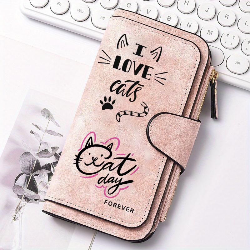 1PC Black Cat Pattern Women's Long Wallet Multi-functional Portable Snap Closure Coin Purse Ideal Gift for Cat Lovers Daily Commute Outdoor Travel