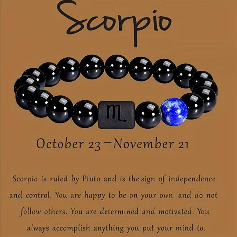 Twelve Constellations Elastic Bracelet with Tiger Eye and Agate Beads