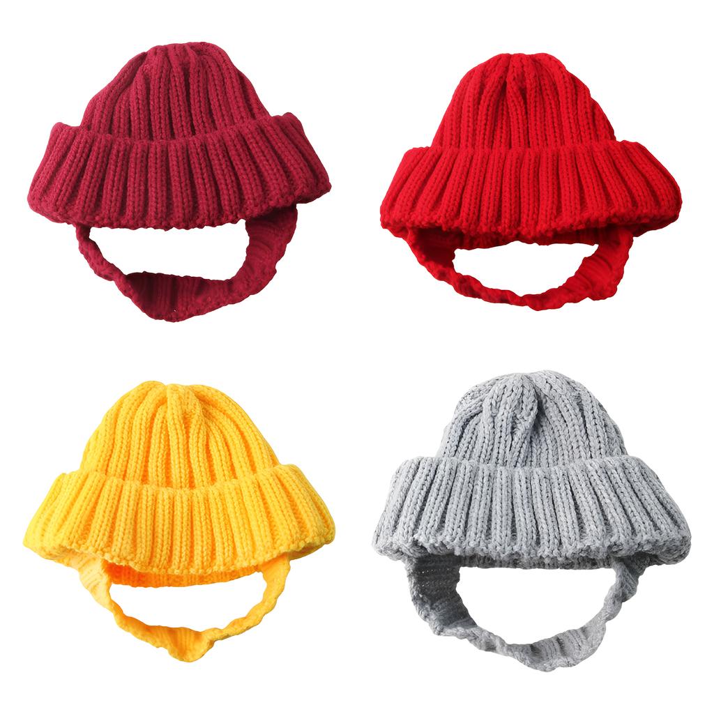 Soft Knit Dog Beanie with Ear Holes Knitted Pet Hat Ear-Exposing Headgear Christmas Pet Thermal Accessories