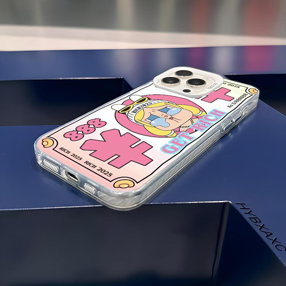 Cute C-Crybaby Doll Phone Case For iPhone 16 15 14 13 12 11 Pro Max White Matte Laser Metallic Aurora Funda