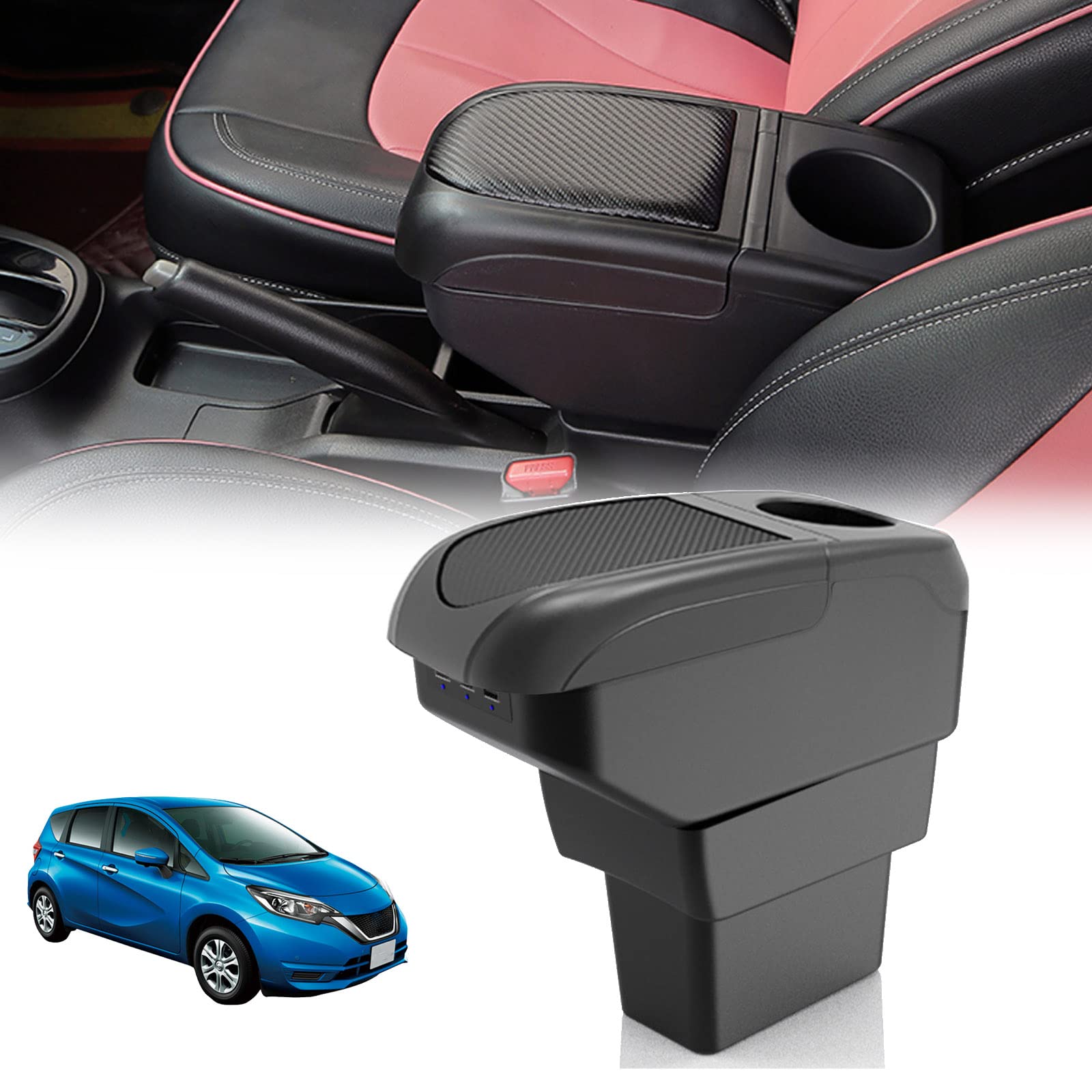 

Spedify Автомобильный Органайзер Большой Вместимости Дизайн Центральной Консоли для Nissan Note E12 Note NISMO Консоль с USB-зарядкой Индивидуальный Дизайн для Легкого Черного