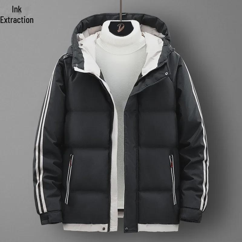 Men's Hooded Plush Cotton Workwear Jacket - Trendy, Thick, Cold-Proof Winter Outerwear for Northeast Weather