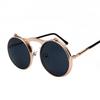 Vintage Steampunk Flip Up Men Sunglasses Women Retro Round Metal Frame Sun Glasses Hinge Design Curved Glasses Legs Uv400