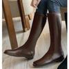South Korea Dongdaemun autumn and winter new square head retro flat bottom elastic high boots British style female tide