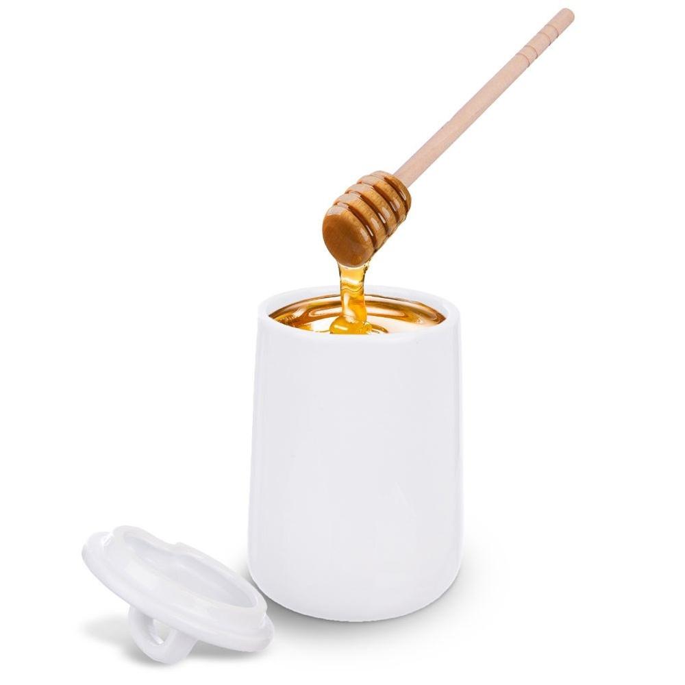 Porcelain Honey Container Honey Pot Honey Dipper with Lid