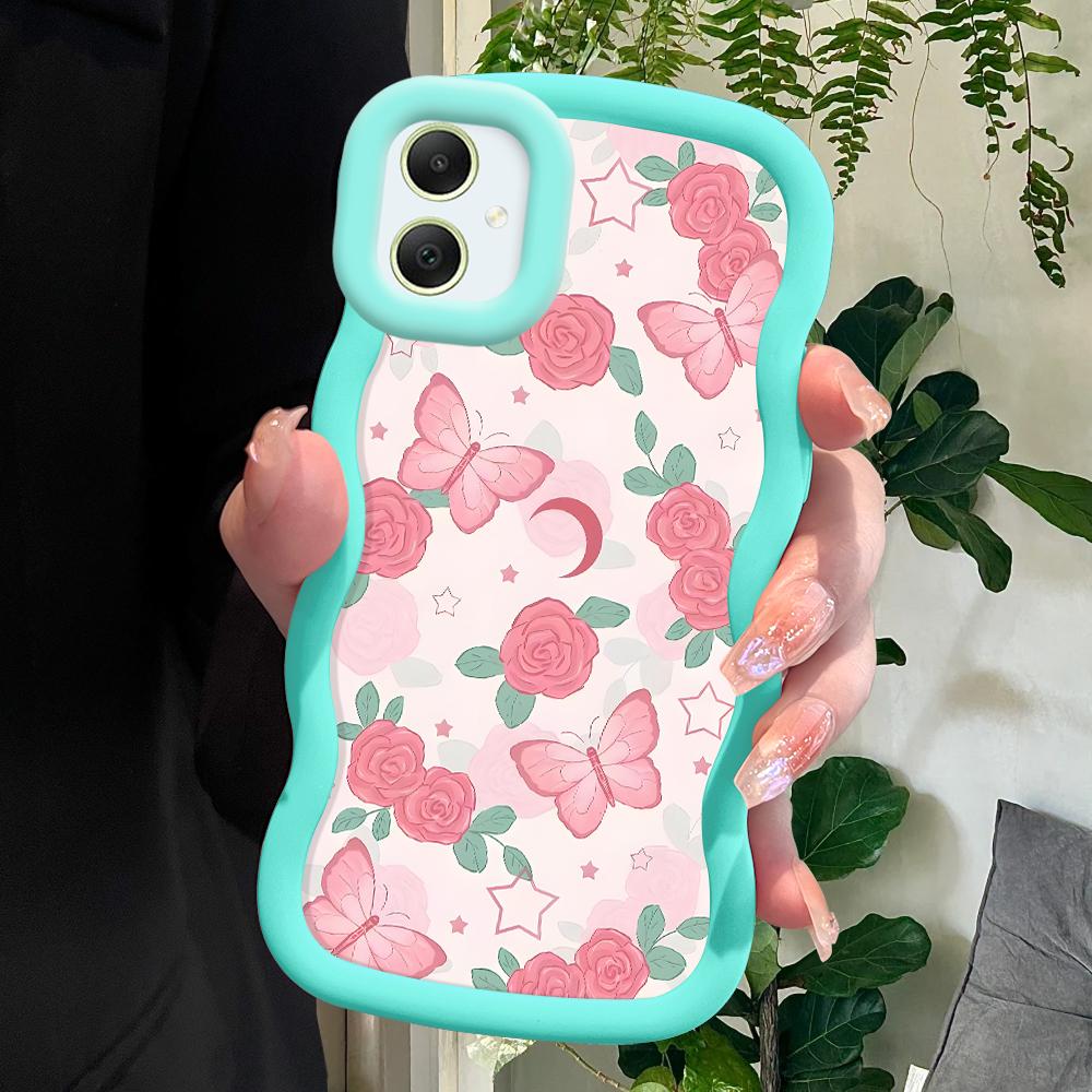 

Мягкий чехол для телефона с розовыми розами и бабочками для Samsung Galaxy A52 A73 A12 A11 S24 Ultra 5G S23 S22 S21 S20 FE Wave Edge, противоударный защитный резиновый чехол Samsung A52S 5G синий