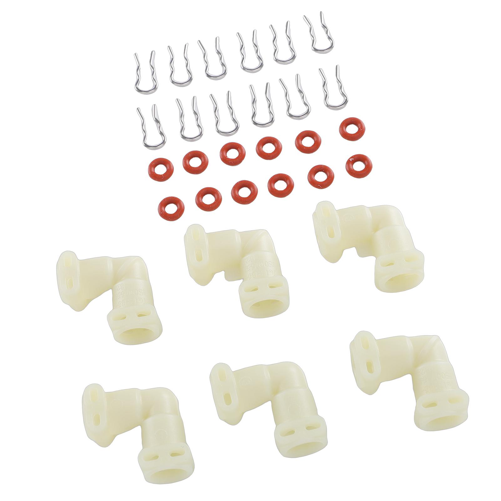 6 Pièces Connecteur Fluide en L, Remplacement de Connecteur d'Extraction de Canal Interne à Café avec Pinces et Joints Toriques en Silicone pour Machines à Café Électri