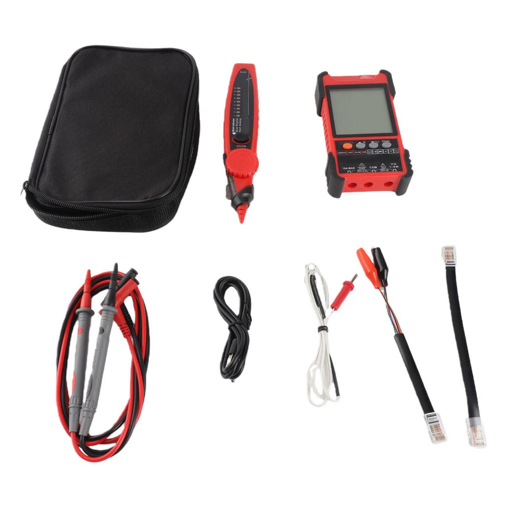 Network Cable Tester Kit 500m Measure Length Line Finder Multimeter Set Multifunctional Wire Tracker with Front Light