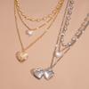 Imitation Pearl Love Print Three-layer Stacked Sweater Chain French Retro Necklace