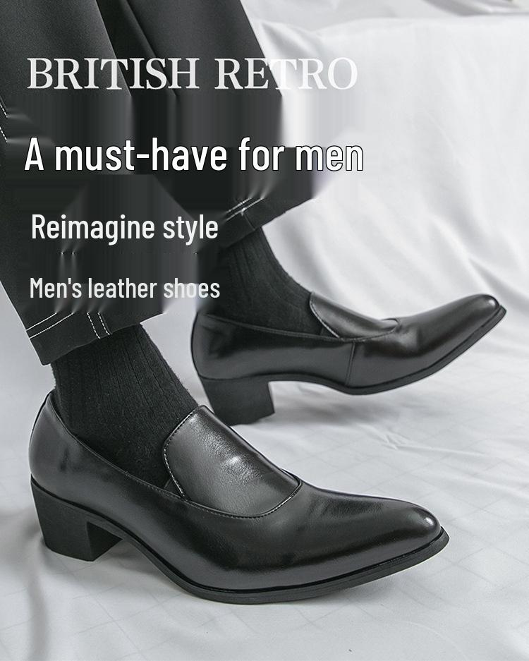 Plus Size Men's Formal Pointed Toe Leather Slip-on Shoes - Spring/Autumn 2025